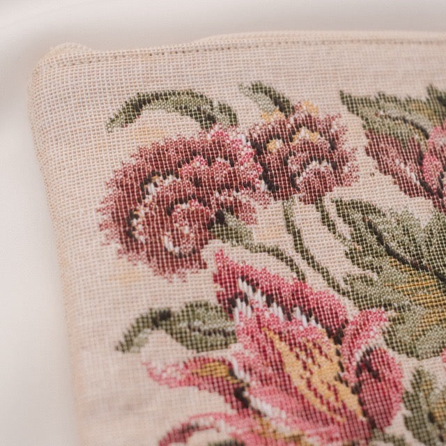 Vintage Petit Point Floral Cosmetic Pouch (Wienerwald, Austria)