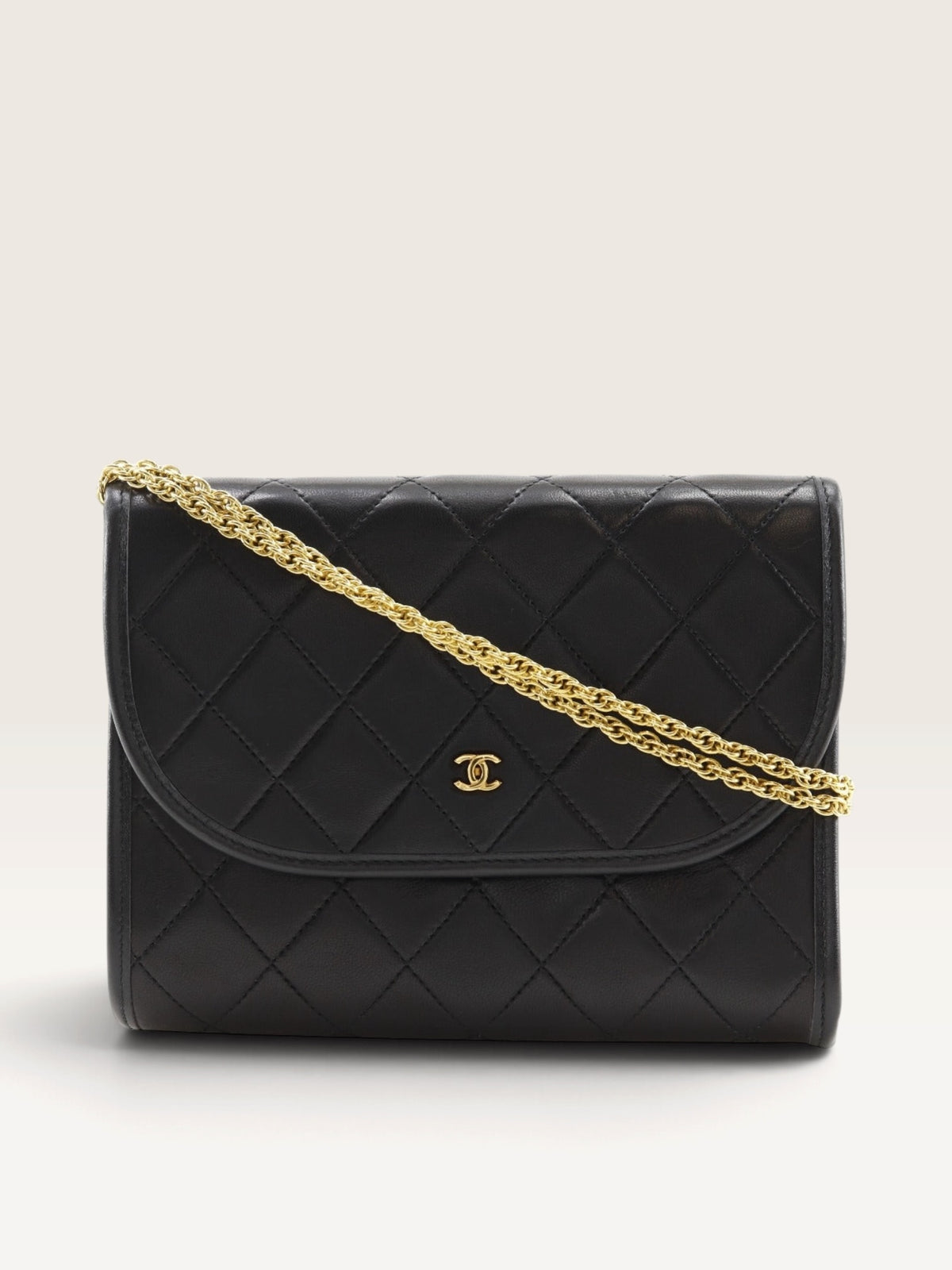 CHANEL Mini Matelassé Lambskin Chain Shoulder Bag – Black