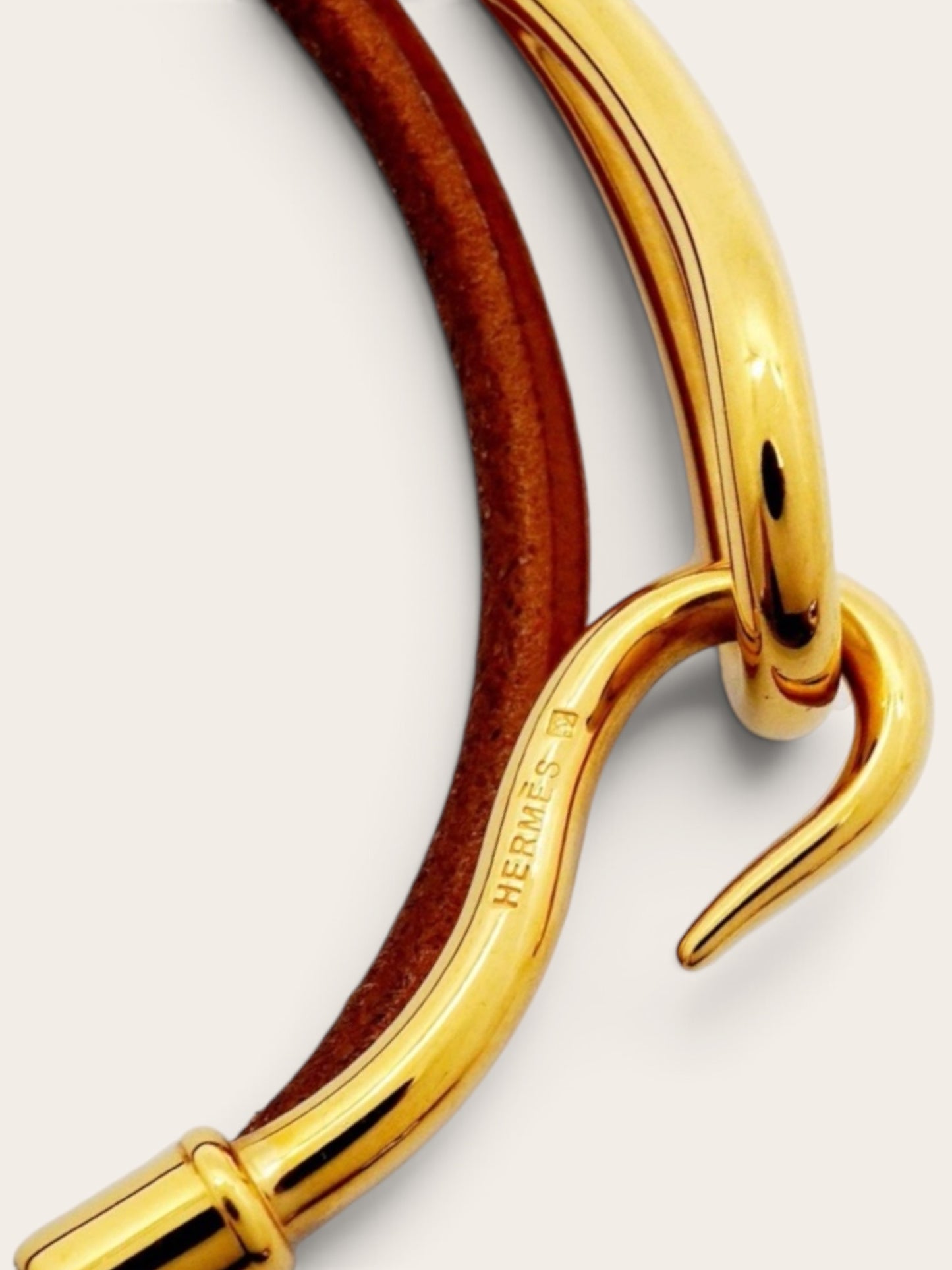 Hermès Jumbo Leather Bracelet, Gold and Brown