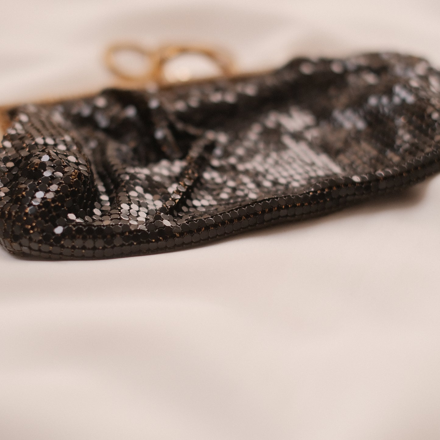 Vintage West German Black Metal Mesh Evening Bag