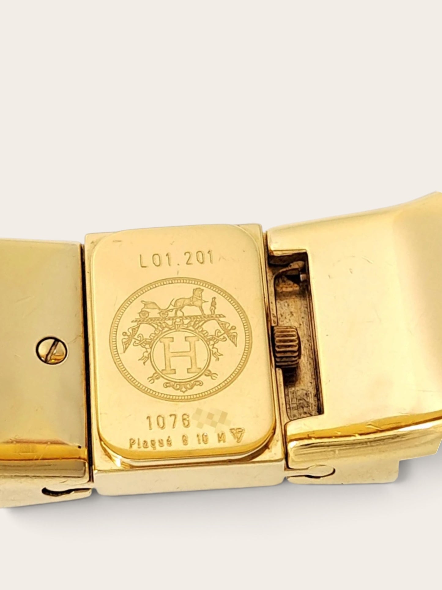 HERMÈS Loquet Gold-Tone Bangle Watch