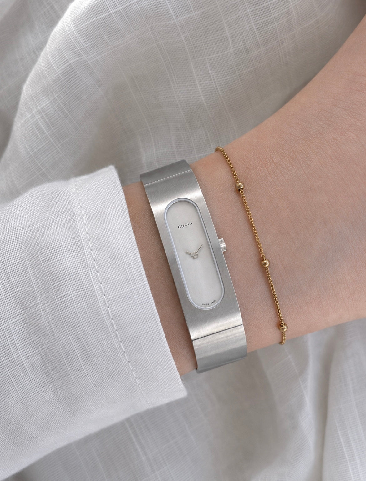 Vintage Gucci Silver Bangle Watch