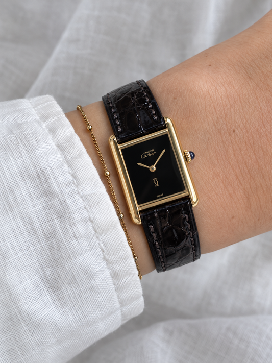 Cartier Must Tank LM Black Dial Vintage Manual-Winding Watch