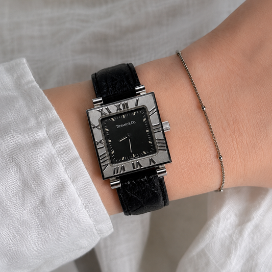Tiffany & Co. Atlas Square Watch — Black Dial