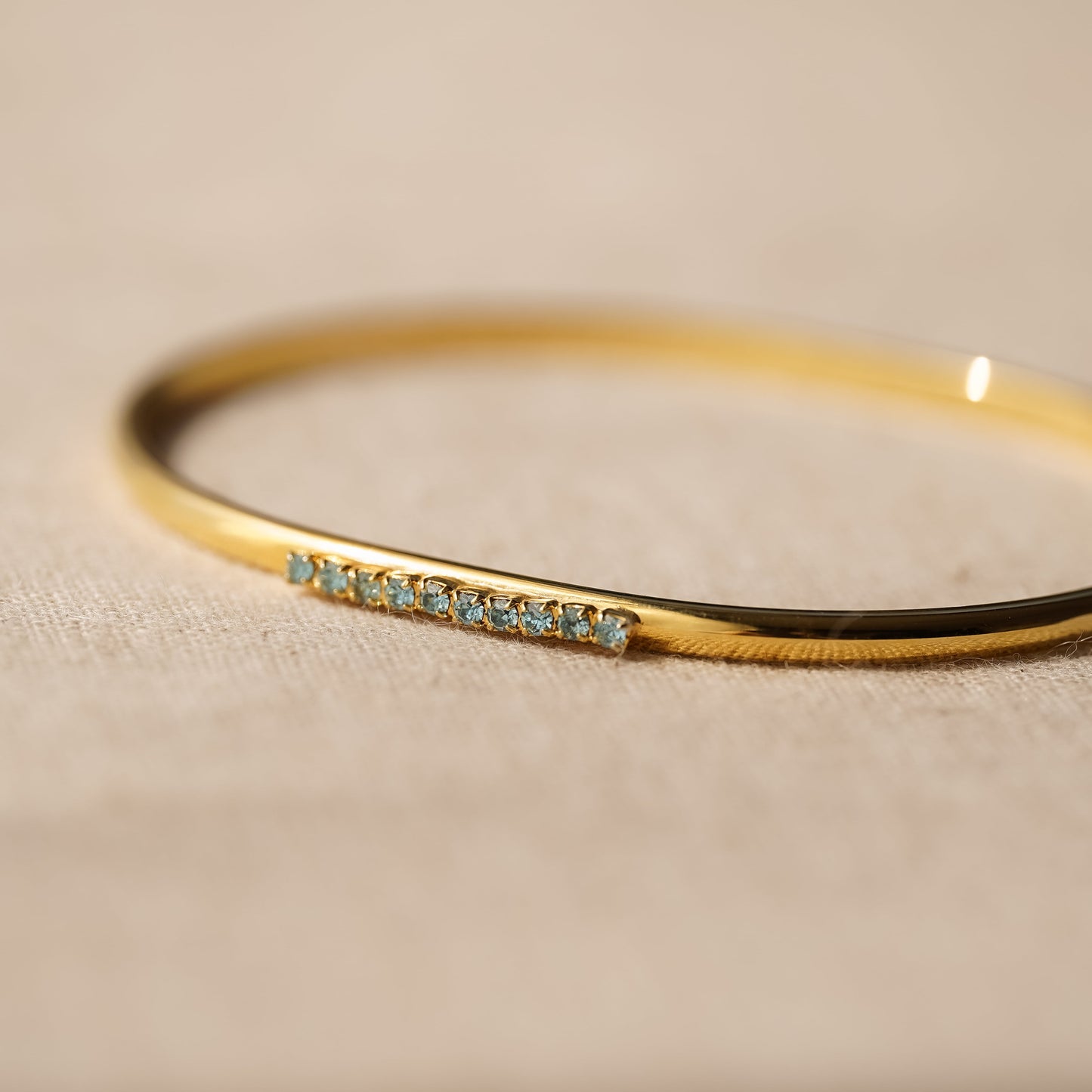 Vintage Gold Slim Bangle with Rhinestone Detail