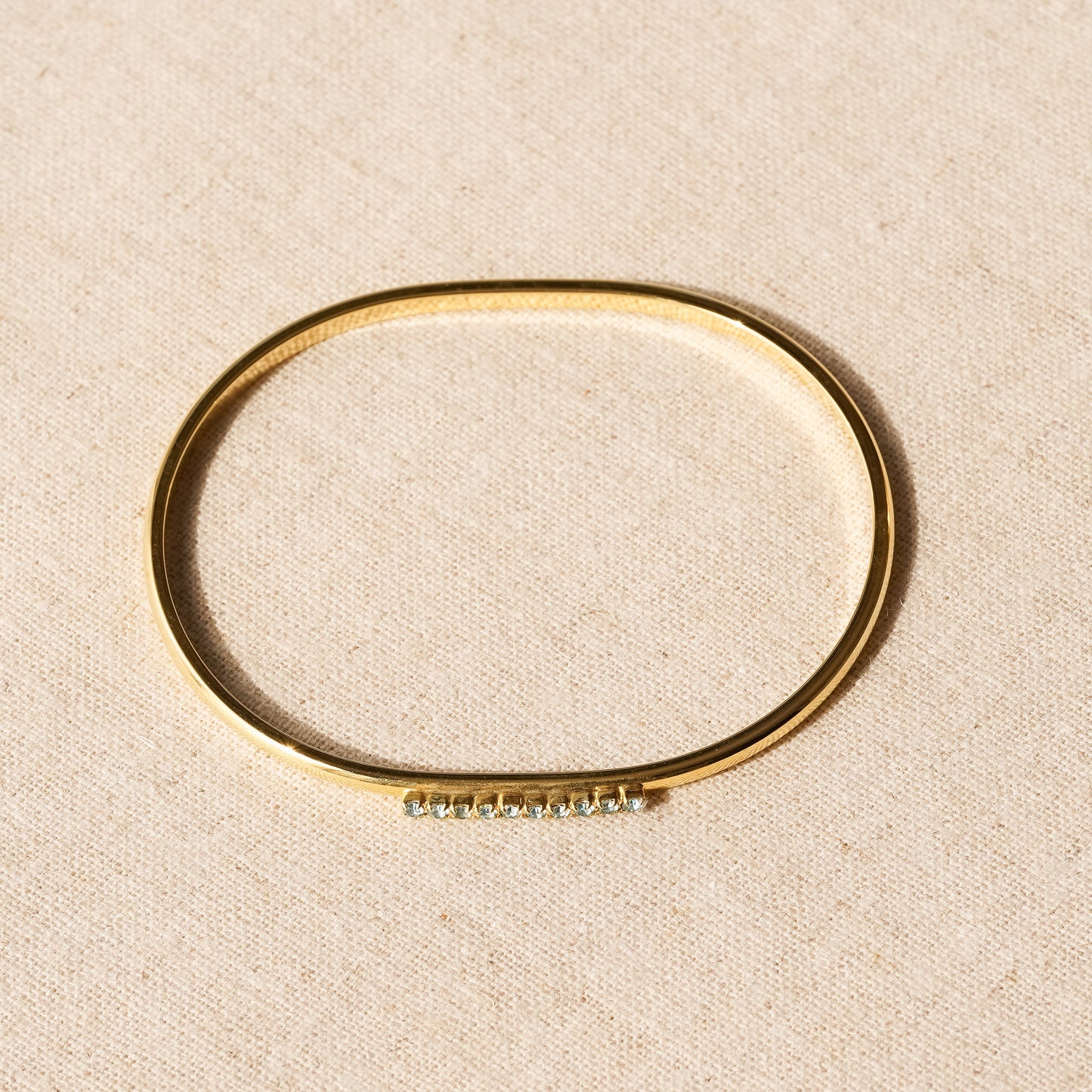 Vintage Gold Slim Bangle with Rhinestone Detail
