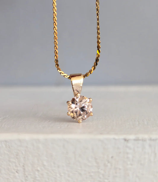 Vintage 9ct Yellow Gold Champagne Harts Ranges Zircon Pendant Top