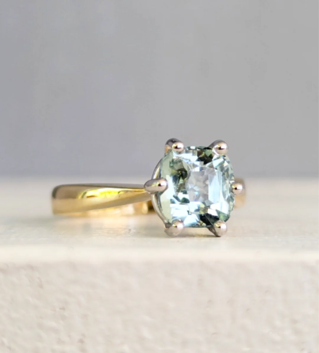 Vintage 9ct Yellow & White Gold Ring with Ethereal Natural Tourmaline
