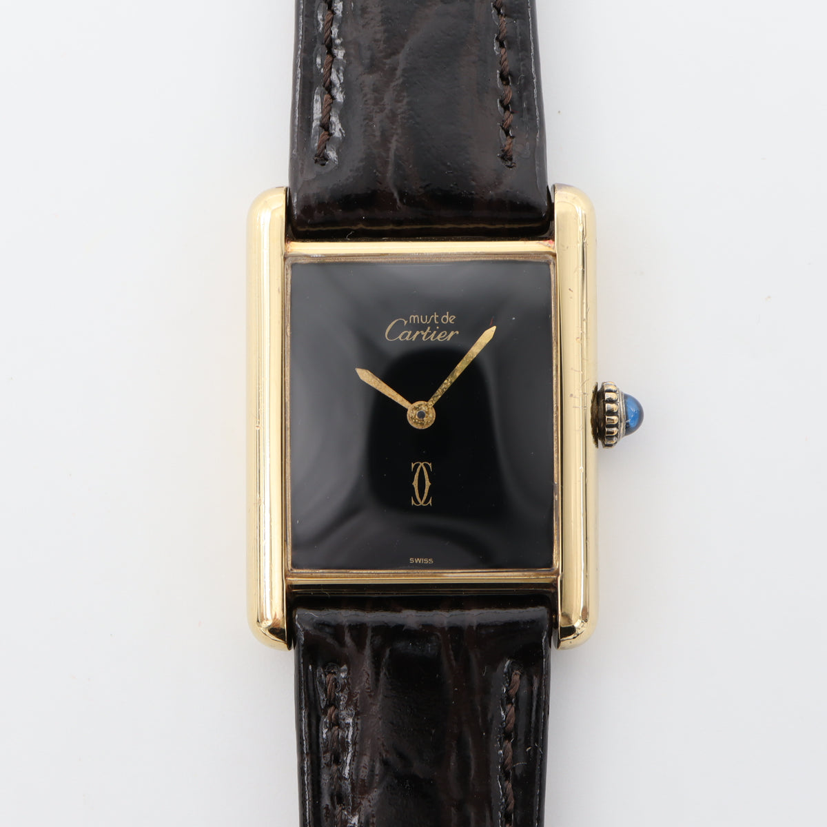 Cartier Must Tank LM Black Dial Vintage Manual-Winding Watch