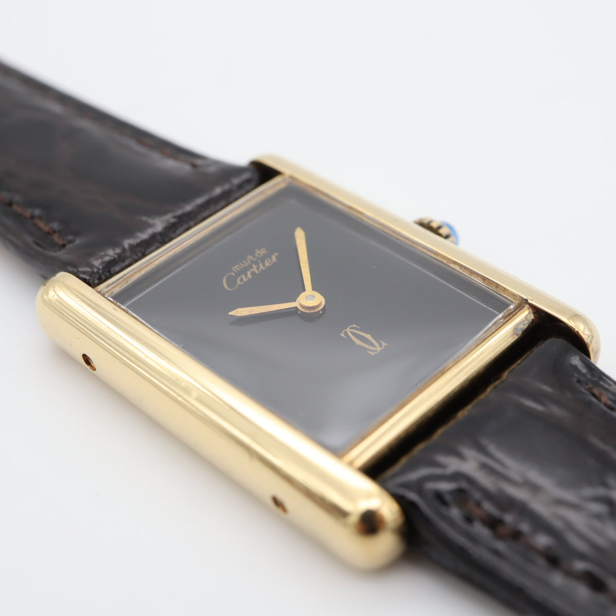 Cartier Must Tank LM Black Dial Vintage Manual-Winding Watch