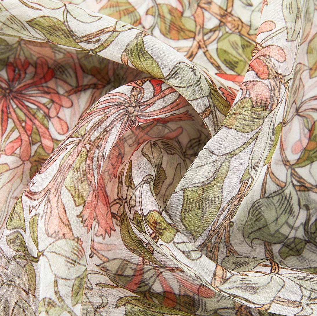 May Morris "Honeysuckle" 100% silk scarf