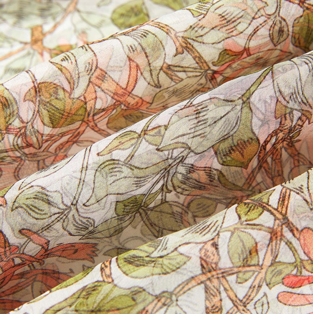 May Morris "Honeysuckle" 100% silk scarf