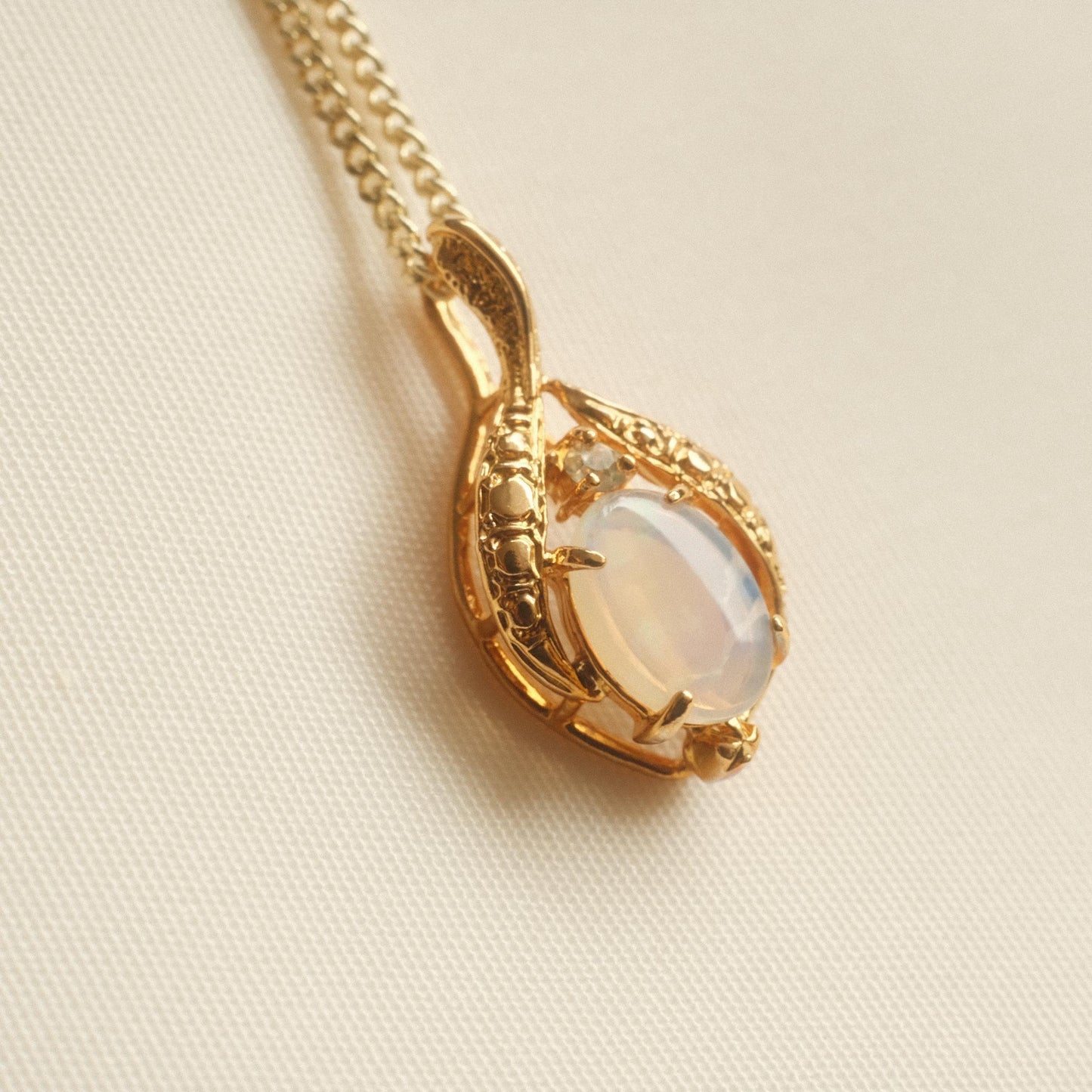 "Ethereal Glow" White Opal Asymmetrical Design Pendant