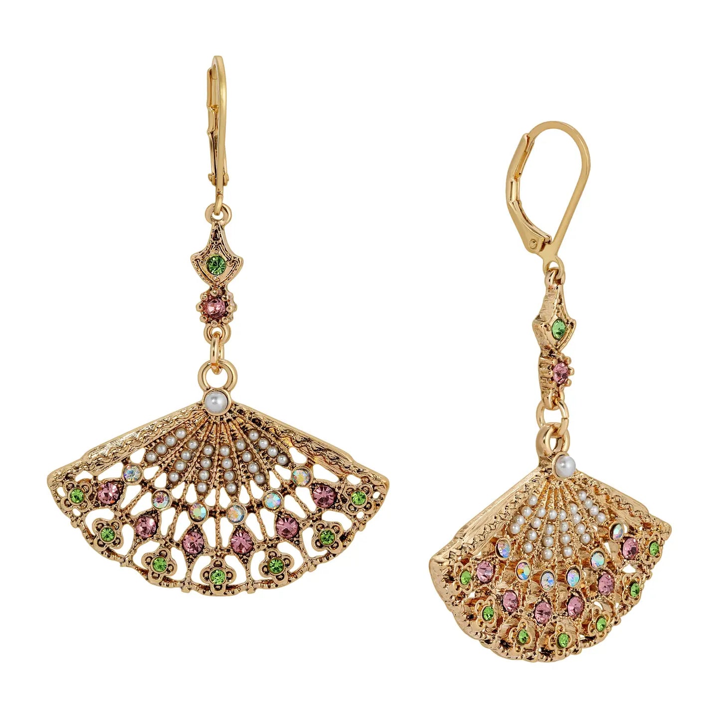 リージェンシー デコ ブルーミング エレガンス ピアス Regency Deco Blooming Elegance Multi Crystal & Faux Pearl Dangling Earrings