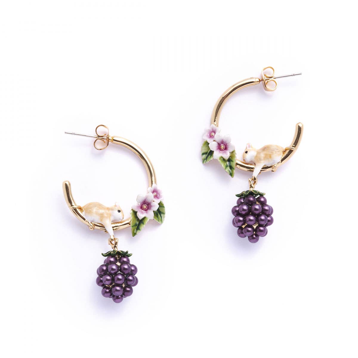 Blackberry Mouse Hoop Earrings