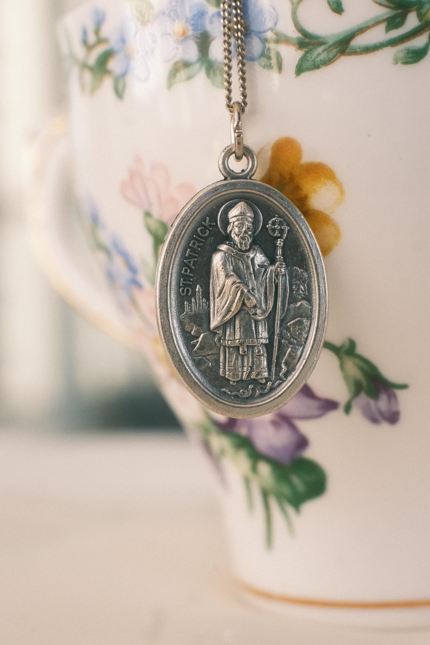 Médaille silver 925 pendant necklace: St Patrick