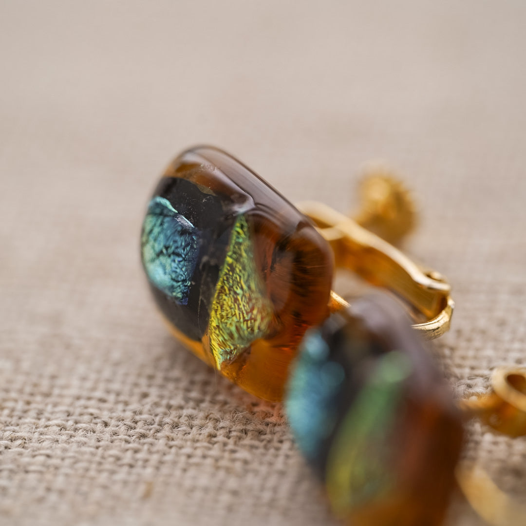 Vintage Amber Glass Earrings