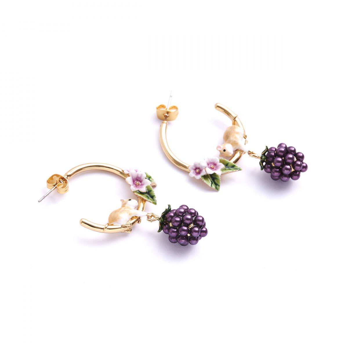 Blackberry Mouse Hoop Earrings