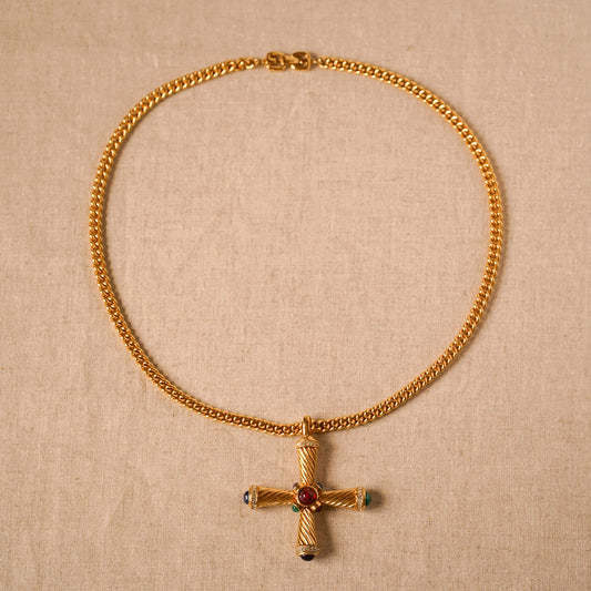Vintage Givenchy Cross Motif Pendant Necklace