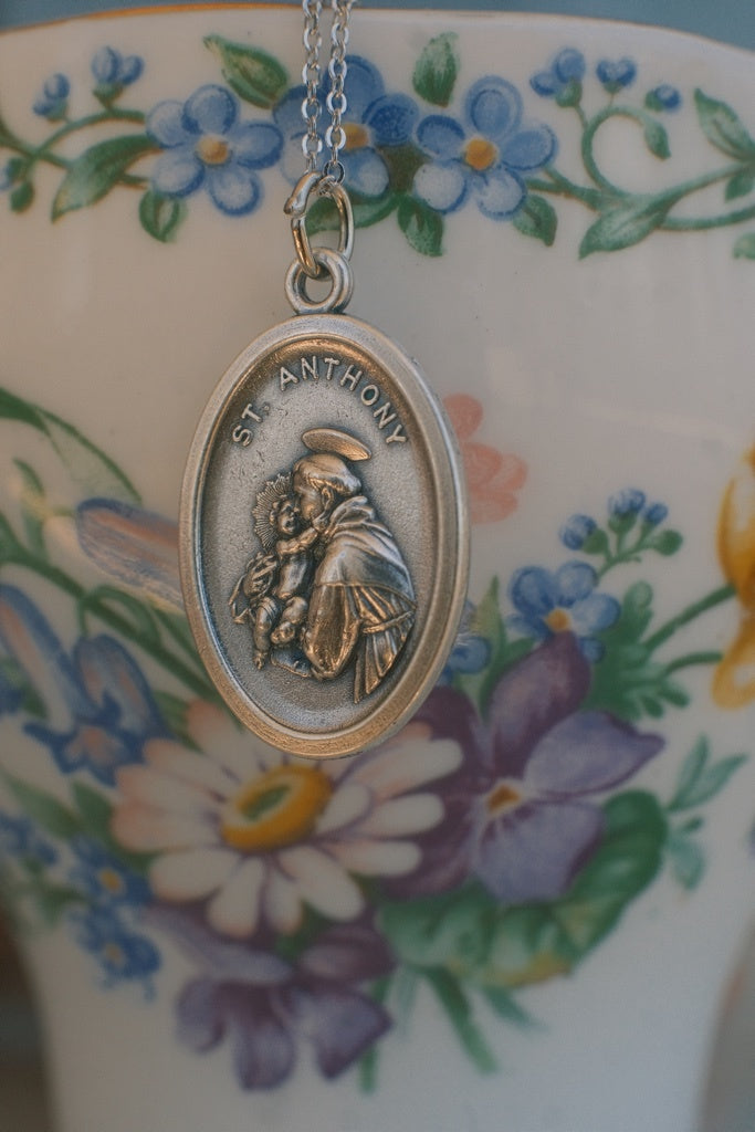 Médaille silver 925 pendant necklace: St Anthony 失くしたものを見つけてくれる