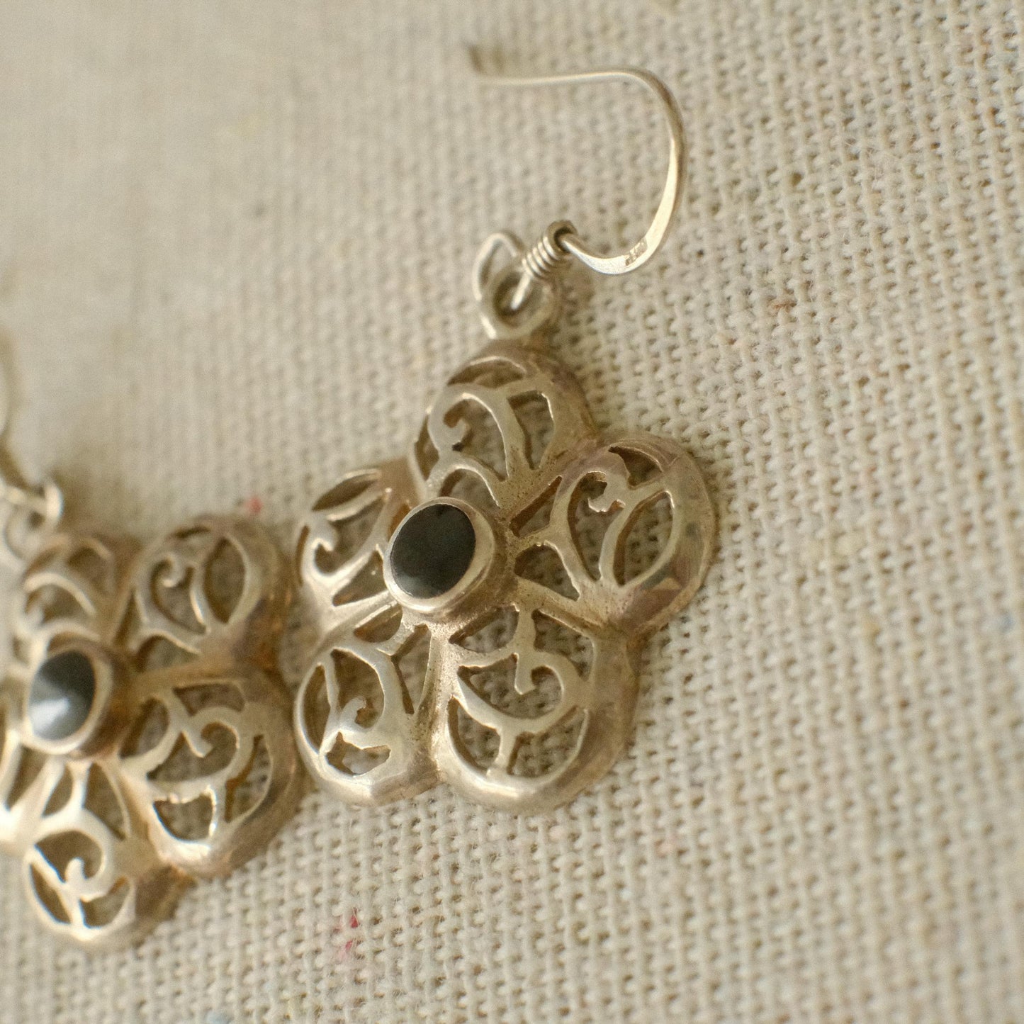 Vintage Sterling Silver Floral Motif Post Earrings