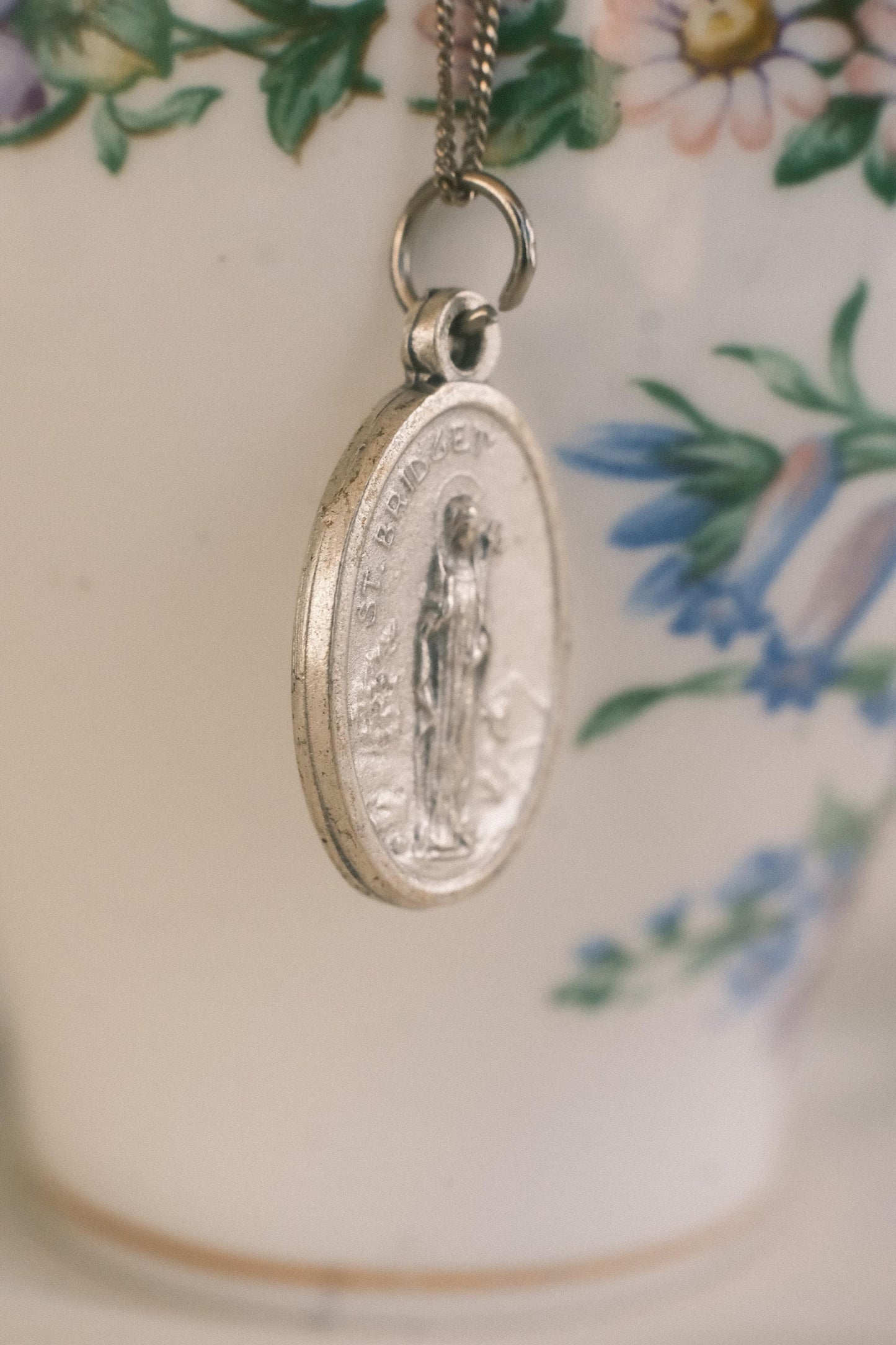 Médaille silver 925 pendant necklace: St Bridget