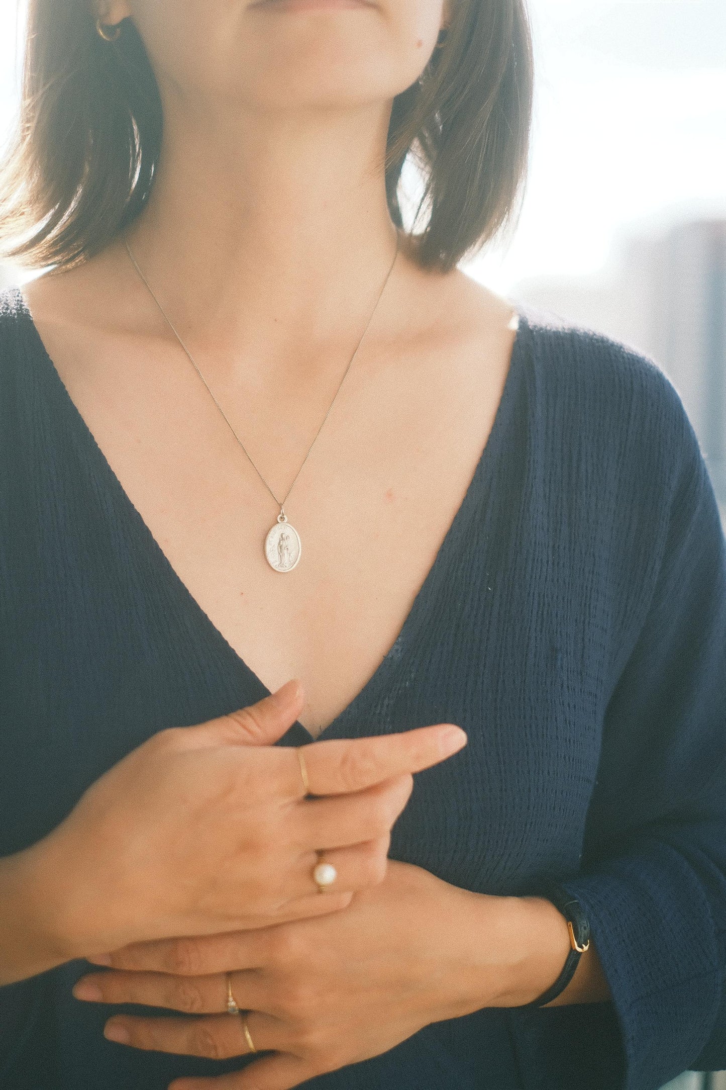 Médaille silver 925 pendant necklace: St Bridget