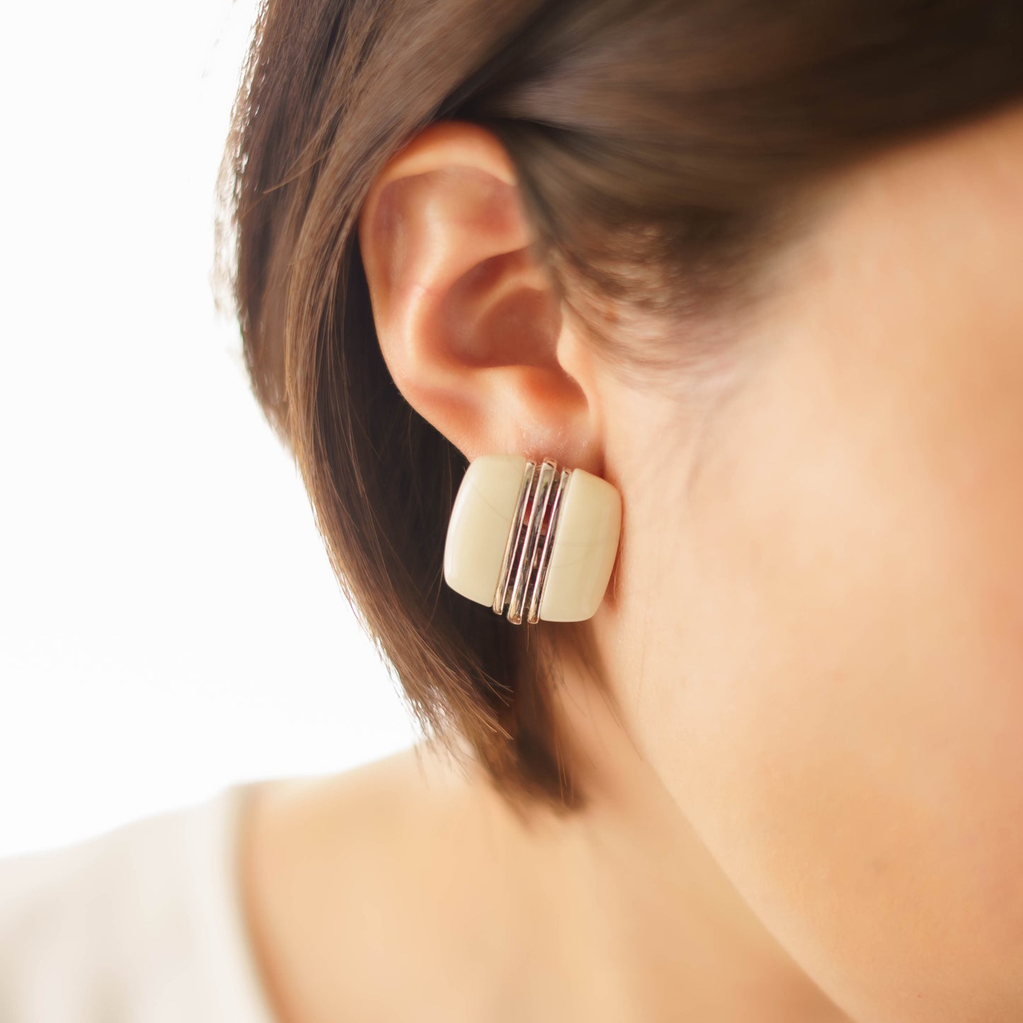Vintage square motif enamel earrings