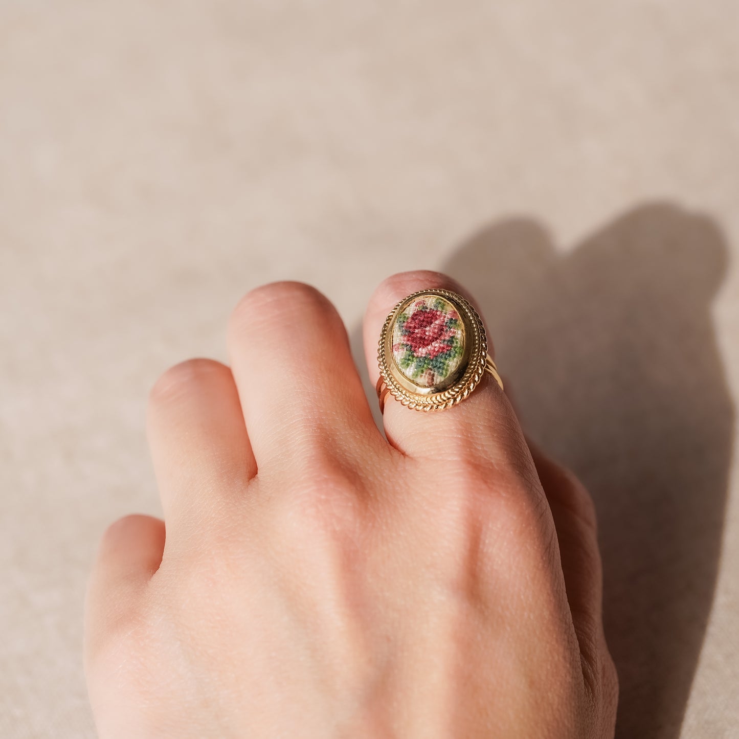 Vintage Viennese Petit Point Ring