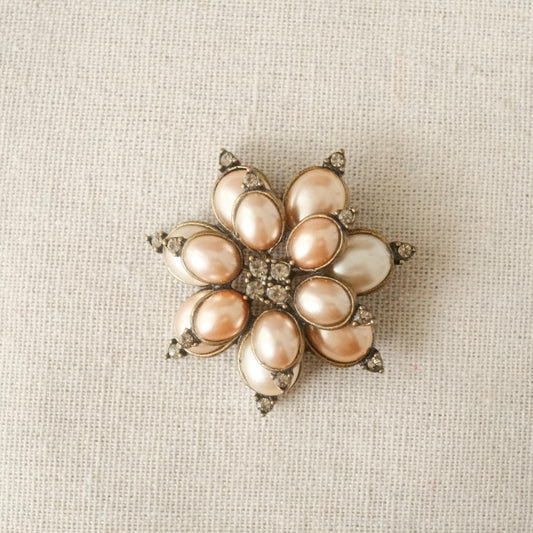Vintage Floral Motif Shell Brooch