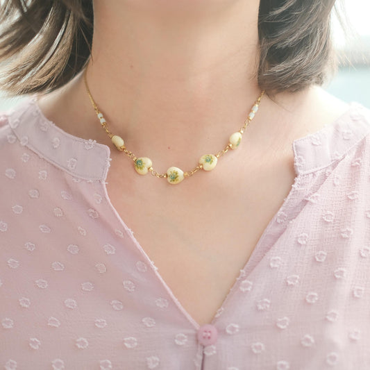 Vintage Ceramic Heart Motif Necklace