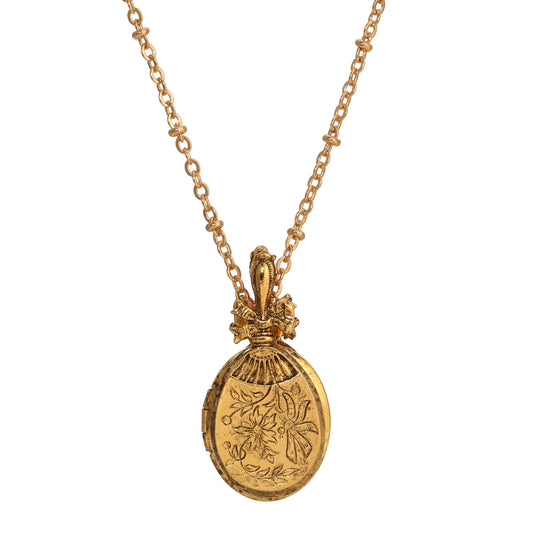ダブルフォト フローラル ロケット ネックレス " Double Photo Floral Locket Necklace "