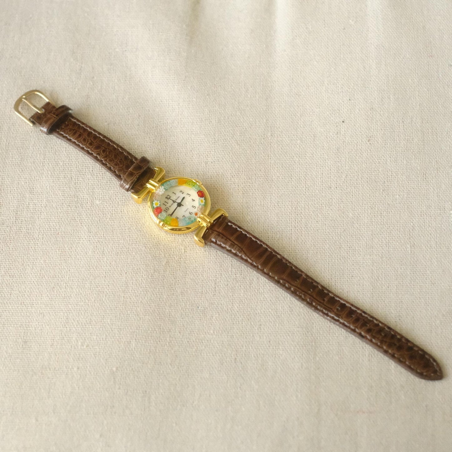 Murano Millefiori Watch With Leather Band - Brown