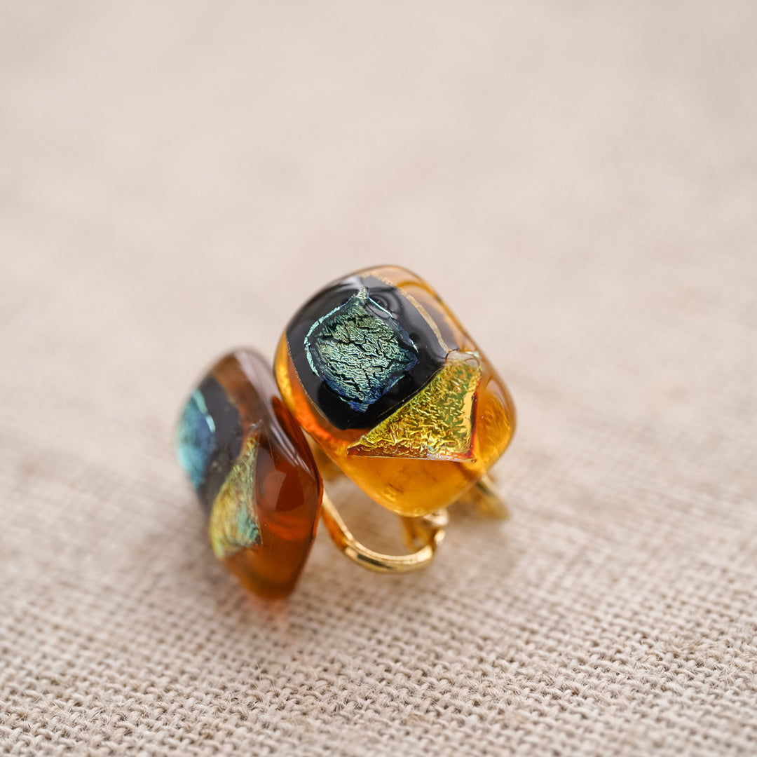 Vintage Amber Glass Earrings